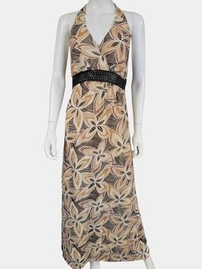 Rabbit Rabbit Rabbit Halter Style Surplice Front Floral Print Maxi Dress Size 16